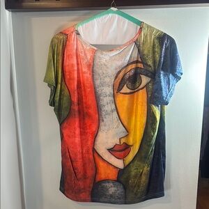 Vibrant Red and Yellow Short Sleeve Tee